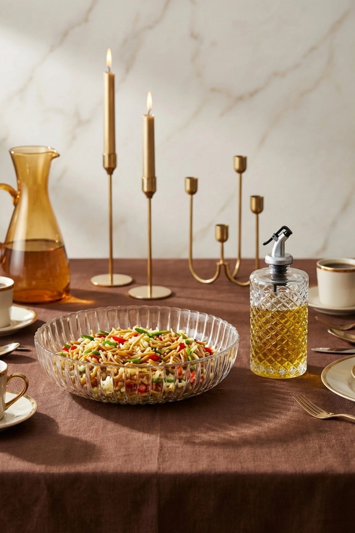 Belissa Model Yağdanlık Ve Büyük Boy Cam Salata Kasesi İkili Set