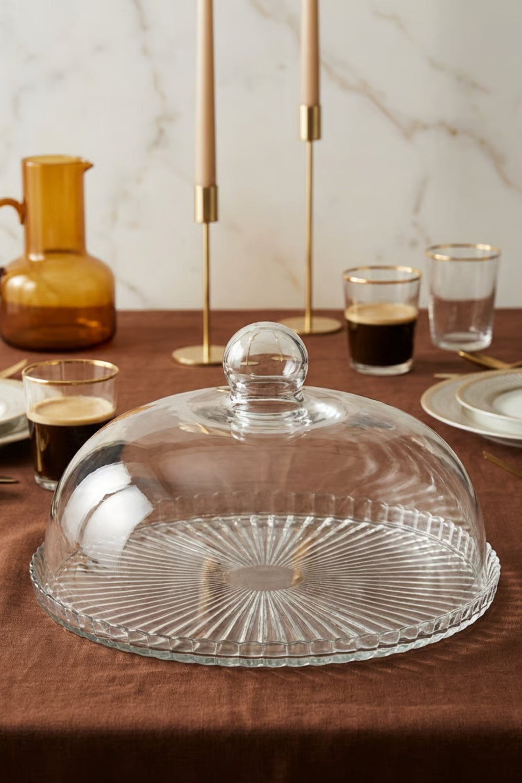 Parla Model Büyük Boy Cam Kek Fanusu ve Sunumluk