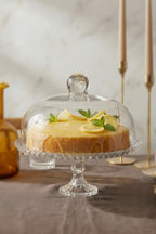 Lale Model Büyük Boy Cam Ayaklı Kek Fanusu ve Sunumluk