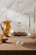 Lale Model Büyük Boy Cam Ayaklı Kek Fanusu ve Sunumluk