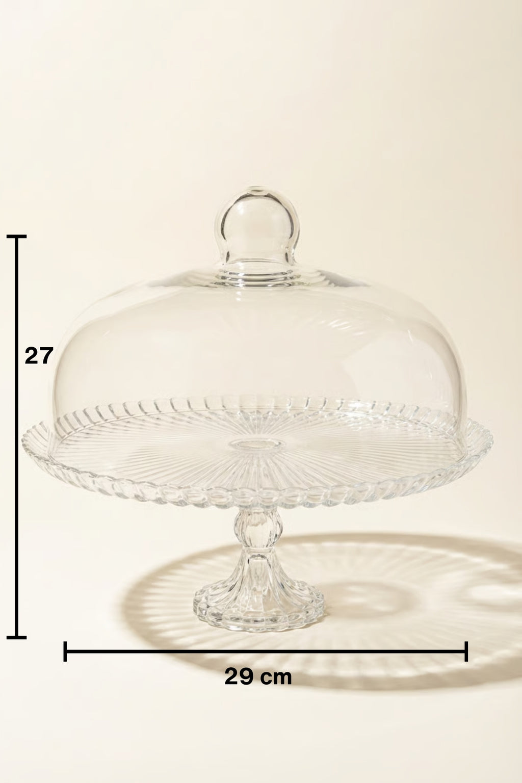 Lale Model Büyük Boy Cam Ayaklı Kek Fanusu ve Sunumluk