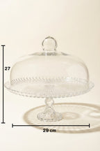 Lale Model Büyük Boy Cam Ayaklı Kek Fanusu ve Sunumluk