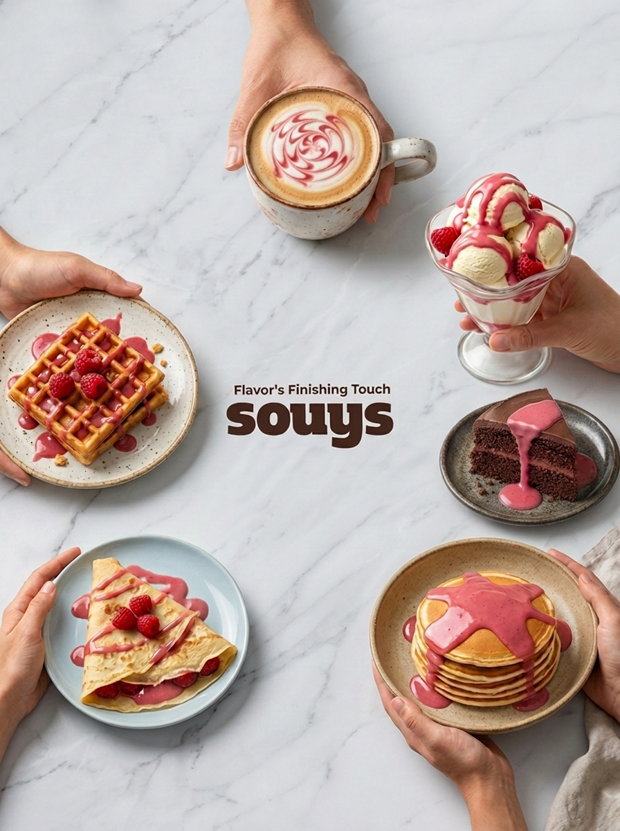 Souys Tatlı Aromalı Soslar - Waffle & Krep & Pankek & Dondurma & Kahve ve Pasta Sosu